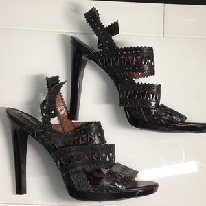 Maxazria BCBG black Eyelet Leather high heels